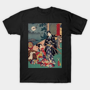 Samurai and Geisha in the Moonlight T-Shirt